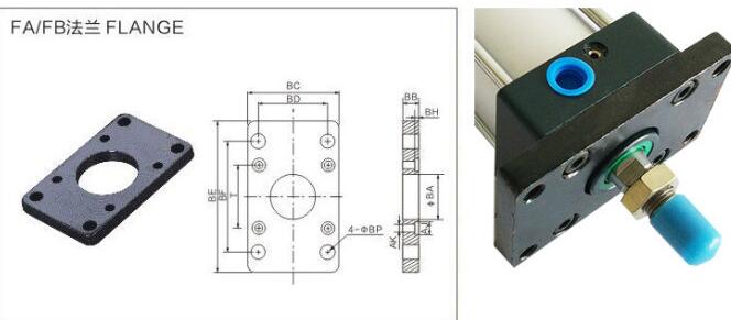 Sc-80標(biāo)準(zhǔn)氣缸fafb法蘭板安裝 Sc-80標(biāo)準(zhǔn)氣缸fafb法蘭板安裝